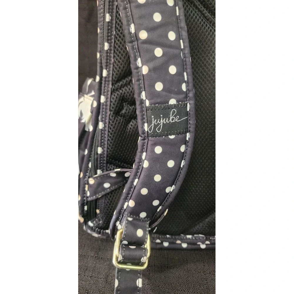 JuJuBe Be Right Back Diaper‎ Backpack, The Heiress Polkadot Black EUC